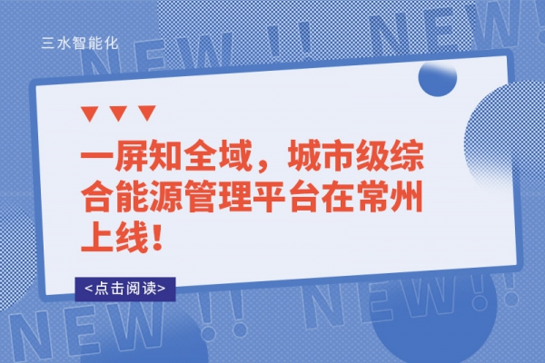 一屏知全域，城市级综合能源管理平台在常州上线！