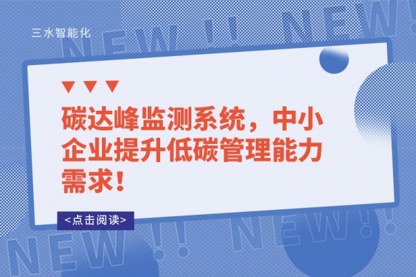 碳达峰监测系统，中小企业提升低碳管理能力需求！